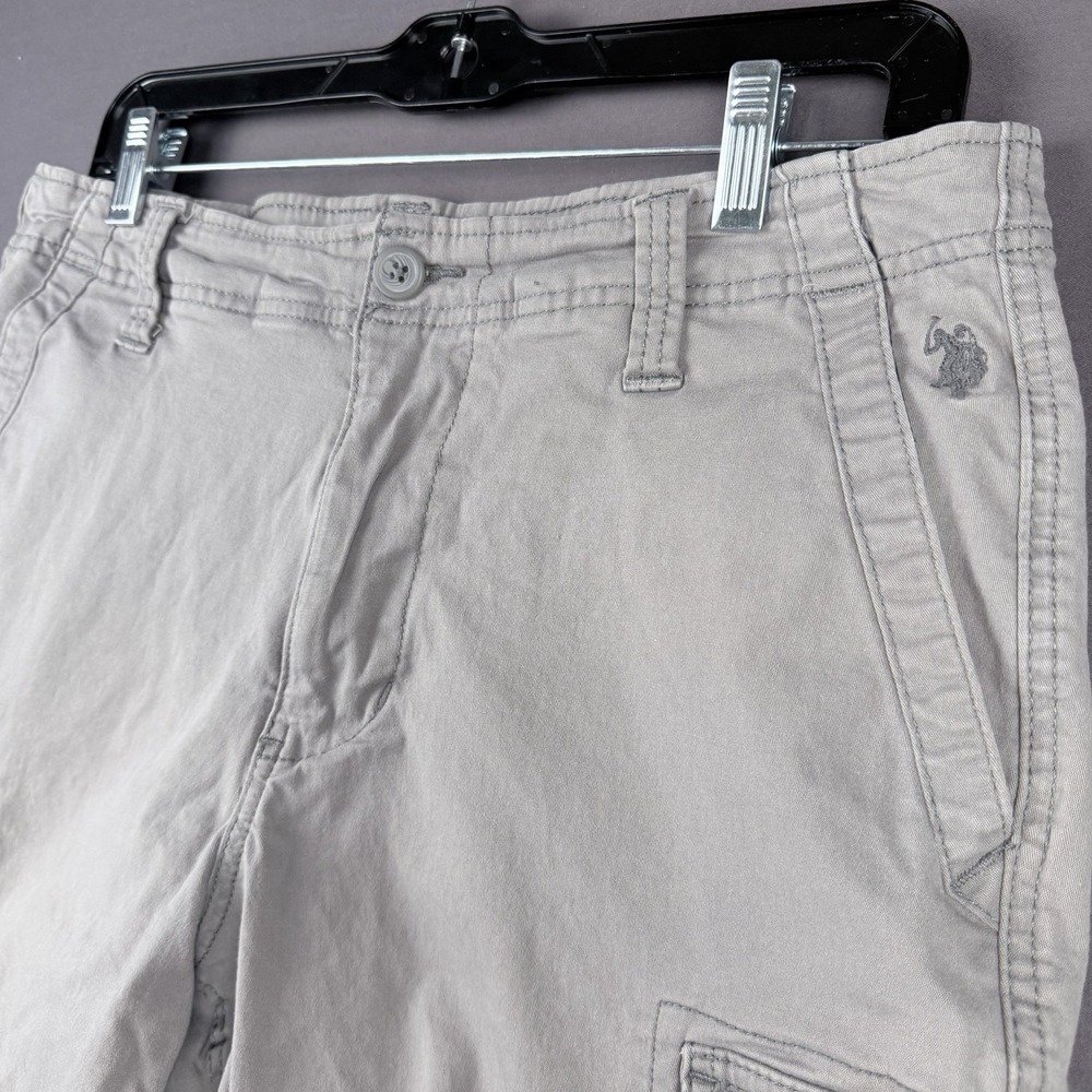 U.S. Polo Assn. Men's Gray Cargo Shorts Cotton Spandex Pockets Logo Embroidered